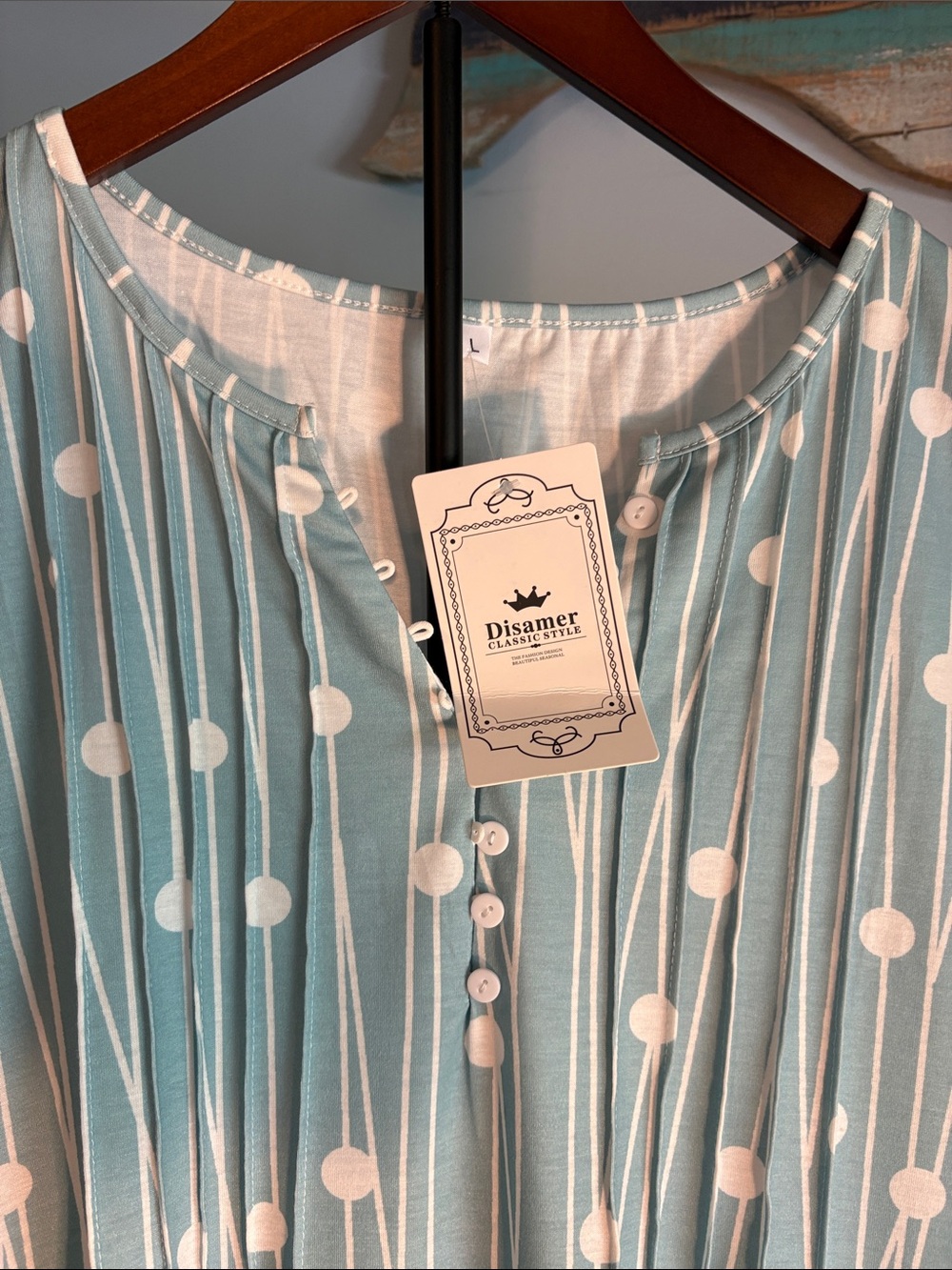 Sleeveless Light Blue Polka Dot Midi Dress - Picture 2 of 2